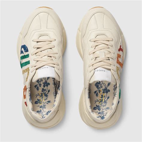 glitter gucci trainers|gucci rhyton sneakers women's.